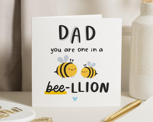 Dad Birthday Card, Funny Birthday Card for Dad, Bee Pun Card for Him, Cute Dad Card, Personalised Birthday Card for Dad