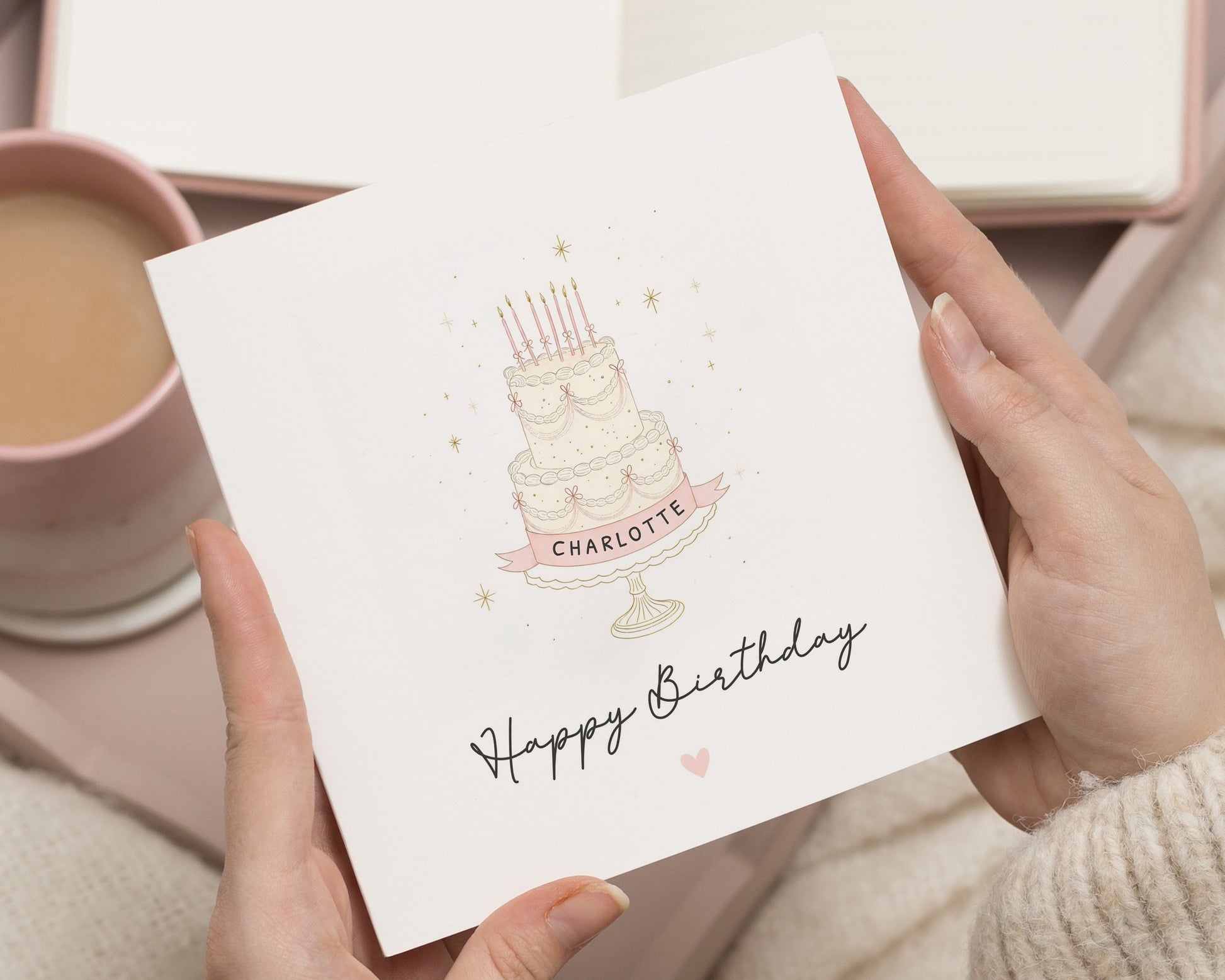 Personalised Birthday Card, Birthday Card for Her, Birthday Card for Daughter, Friend Birthday Card, Cute Cake Birthday Card for Women