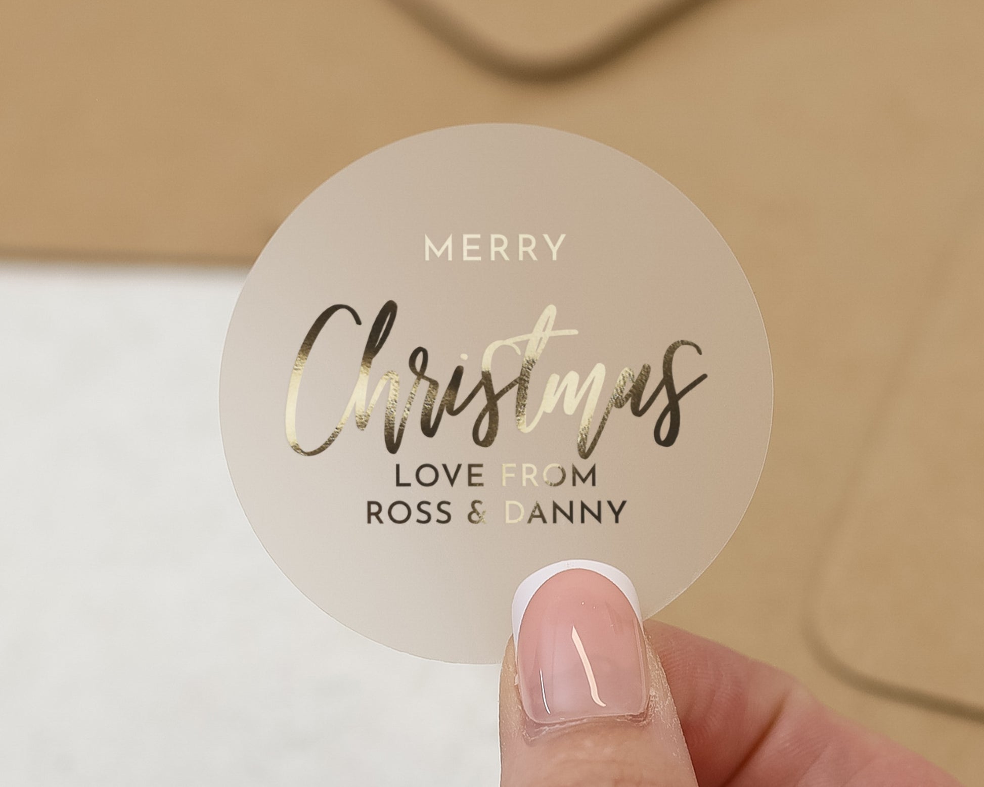 Merry Christmas Sticker, Personalised Christmas Sticker, Custom Gift Label, Gold Foil Christmas Label, Christmas Sticker for Gifts