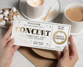 Personalised Concert Ticket Gift, Scratch To Reveal Gift Voucher, Concert Gift For Him Or Her, Gold Foil Christmas Gift