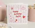 21st Birthday Card for Bestie, Best Friend Birthday Card, Birthday Card for Friend, 21st Birthday Card for Her, Cute Pink Birthday Card