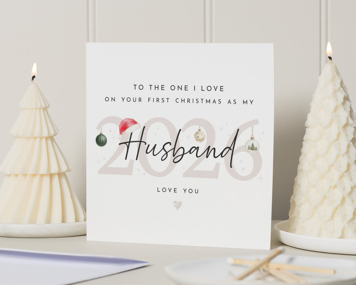 First Christmas Husband Card, 1st Christmas Card for Husband, Christmas Card for Husband, Romantic 2026 Xmas Card for Him, Love You Card