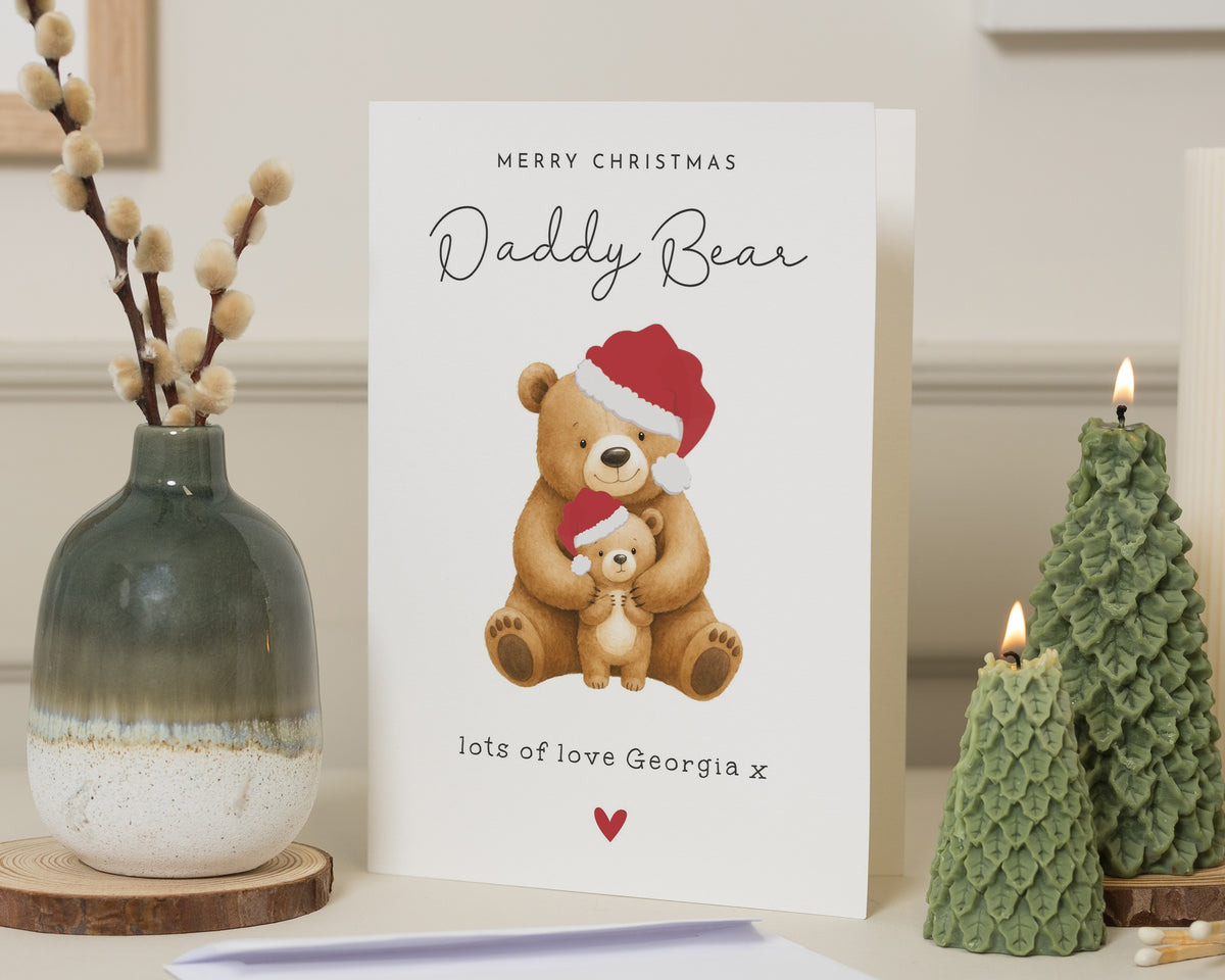 Personalised Christmas Card for Dad, Daddy Christmas Card, Christmas Card from Baby, Christmas Card from Kids, Cute Bear Xmas Card