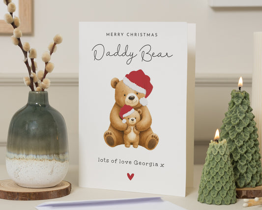 Personalised Christmas Card for Dad, Daddy Christmas Card, Christmas Card from Baby, Christmas Card from Kids, Cute Bear Xmas Card
