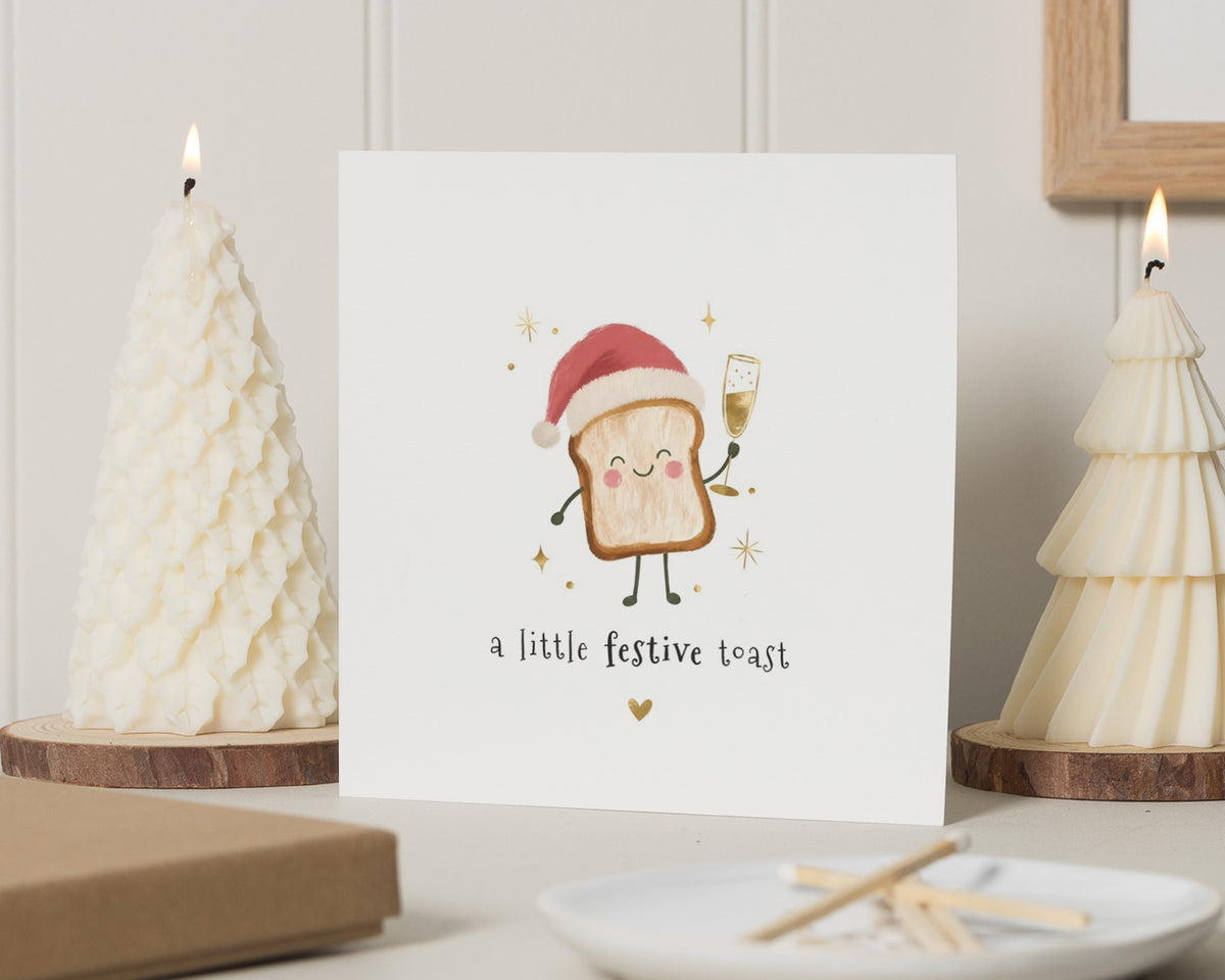 Christmas Card, Funny Christmas Card, Cute Christmas Card, Pun Christmas Card, Festive Toast Card, Christmas Card for Friend, Foodie Card