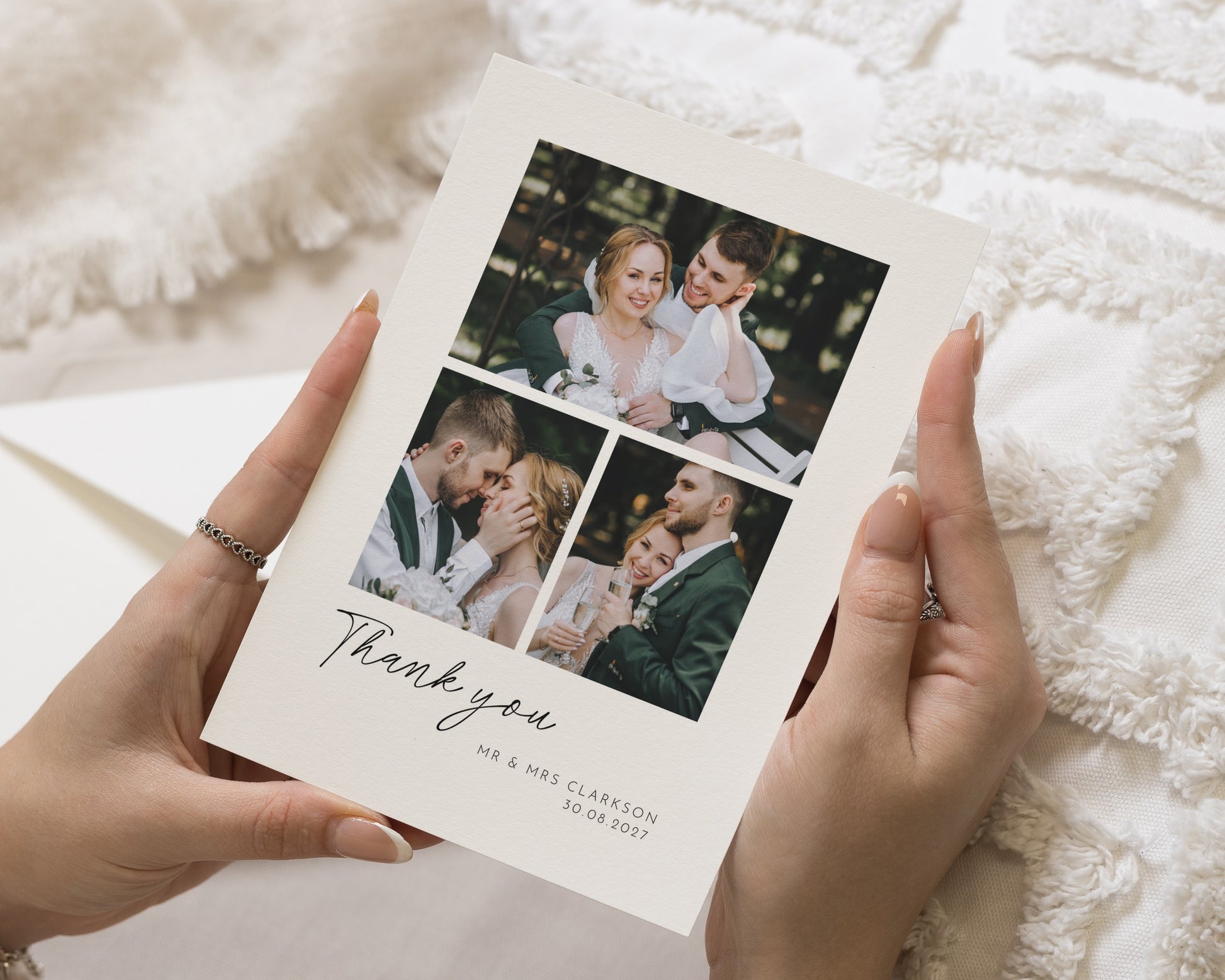 Personalised Wedding Thank You Cards, Photo Wedding Thank You Cards, Folded Wedding Thank You Cards, Minimal Photo Collage Thank You Card