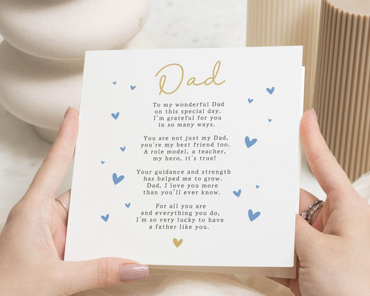 Birthday Card for Dad, Fathers Day Card, Dad Birthday Card, Card for Him, Personalised Dad Card, Poem Card for Father