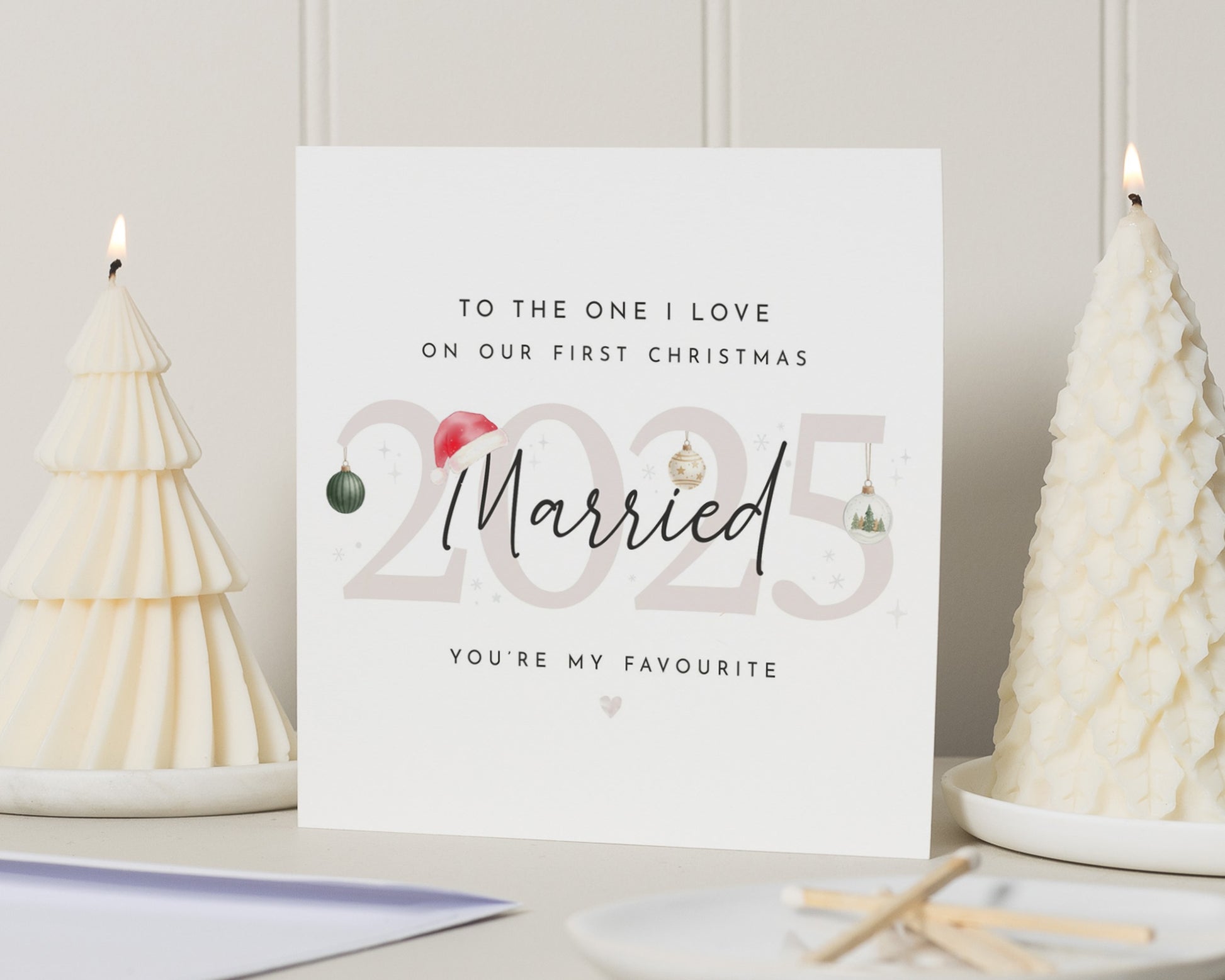 First Christmas Married Card, Christmas Card for Husband, Wife, Married Couple, Personalised First Christmas Card, 2025 Christmas Card