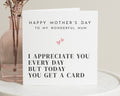 Mother's Day Card for Mum, Funny Mother's Day Card, Appreciation Card, Mother's Day Card from Daughter, Mum Card, Simple Card for Her