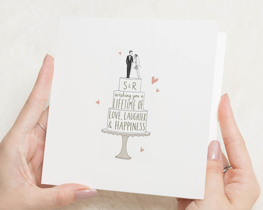 Wedding Card, Personalised Wedding Card, Wedding Day Card, Bride and Groom Card, Congratulations Card, Wedding Cake Card, Marriage Card