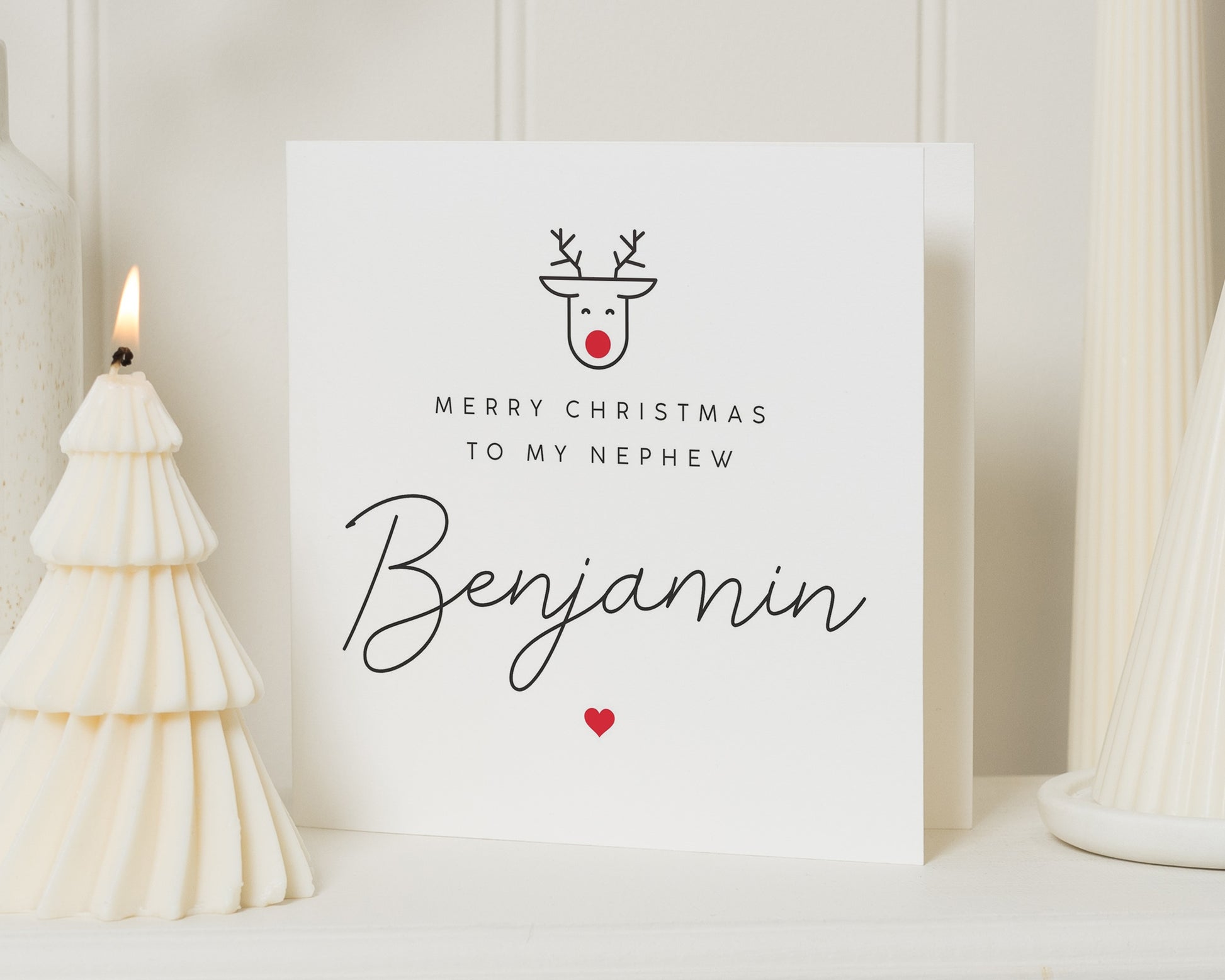 Christmas Card for Nephew, Personalised Merry Christmas Card, Nephew Christmas Card, Reindeer Card, Cute Christmas Card for Kids