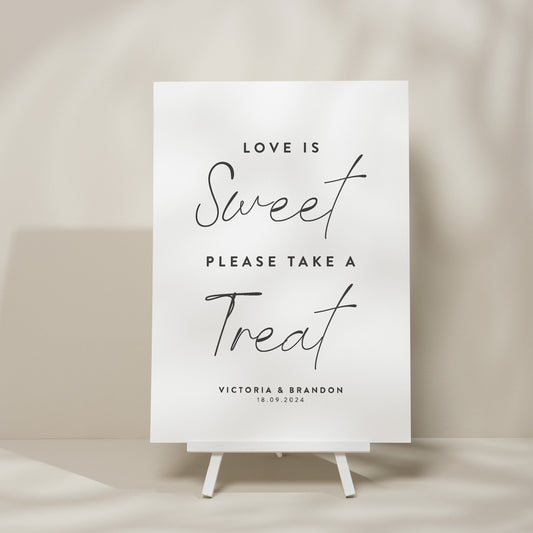 Love Is Sweet Sign For Wedding, Modern Calligraphy Sign For Sweet Station, Wedding Sweet Table Sign, Elegant Wedding Sign &#39;Victoria&#39;