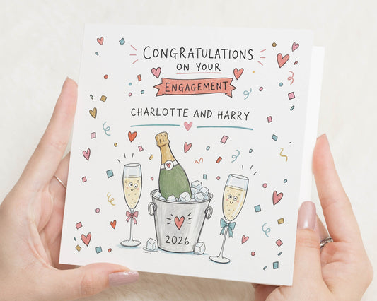 Engagement Card, Personalised Engagement Card, Congratulations on Your Engagement Card, Engagement Cards for Couple, Champagne Card
