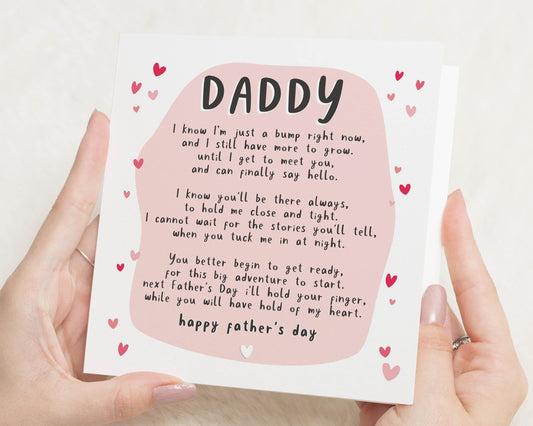 Fathers Day Card from the Bump, Daddy to Be Card, Pregnancy Fathers Day Card, Poem Card for Dad, Cute Daddy Card, Card from Baby Bump