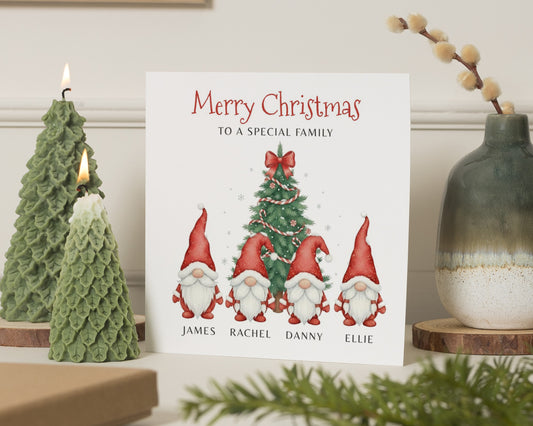 Christmas Card for Family, Personalised Family Christmas Card, Special Family Christmas Card, Gonk Christmas Card, Cute Xmas Card
