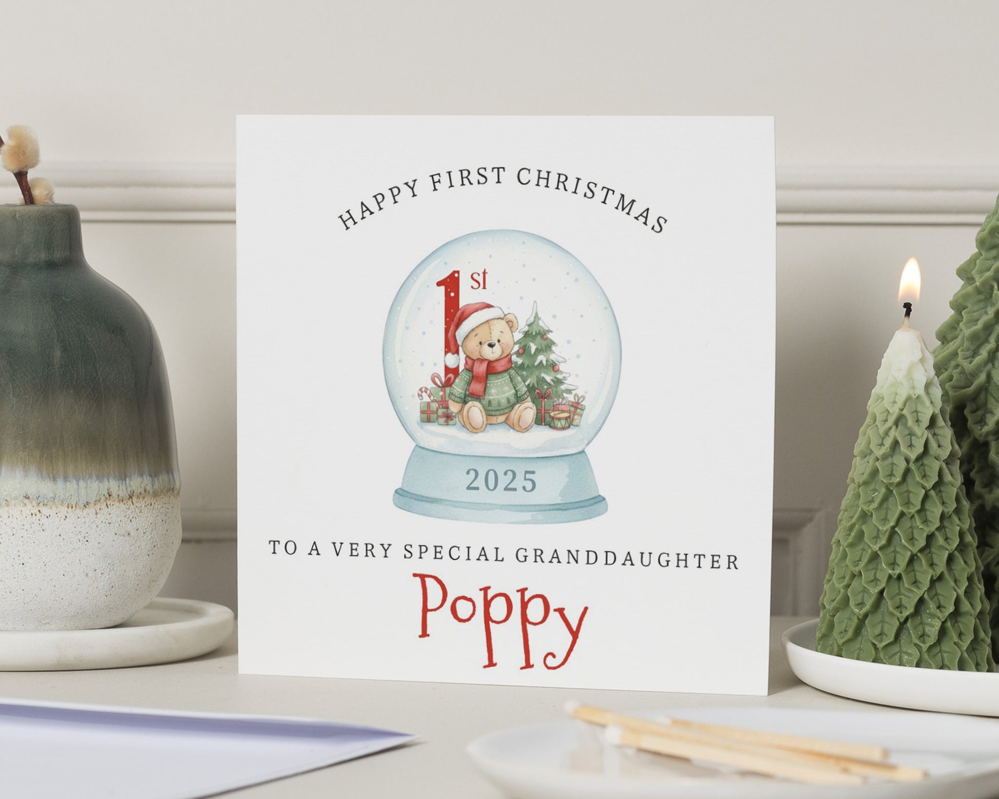 First Christmas Card for Granddaughter, Personalised 1st Christmas Card, Granddaughter Christmas Card, Teddy Bear Christmas Card