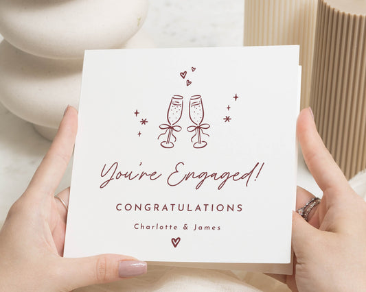 Engagement Card, Personalised Engagement Card, Engagement Congratulations Card, Custom Wedding Card, Romantic Card, Simple Engagement Card
