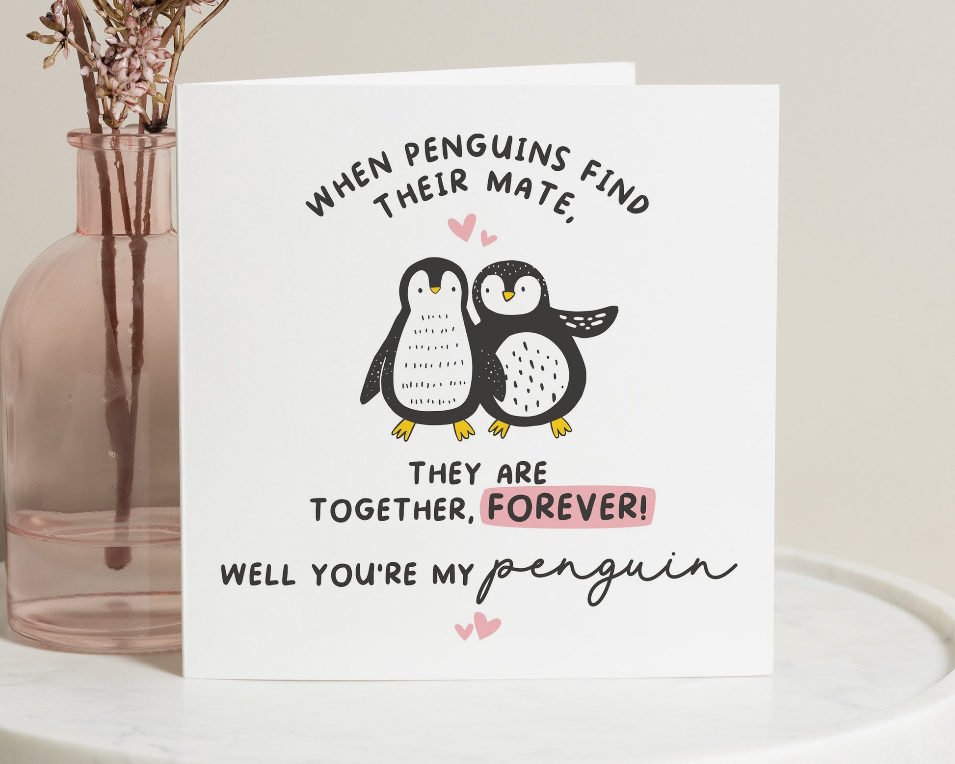 Valentines Card, Penguin Valentines Card, Cute Card for Boyfriend, Girlfriend, Husband, Wife, You're My Penguin Card, Romantic Card