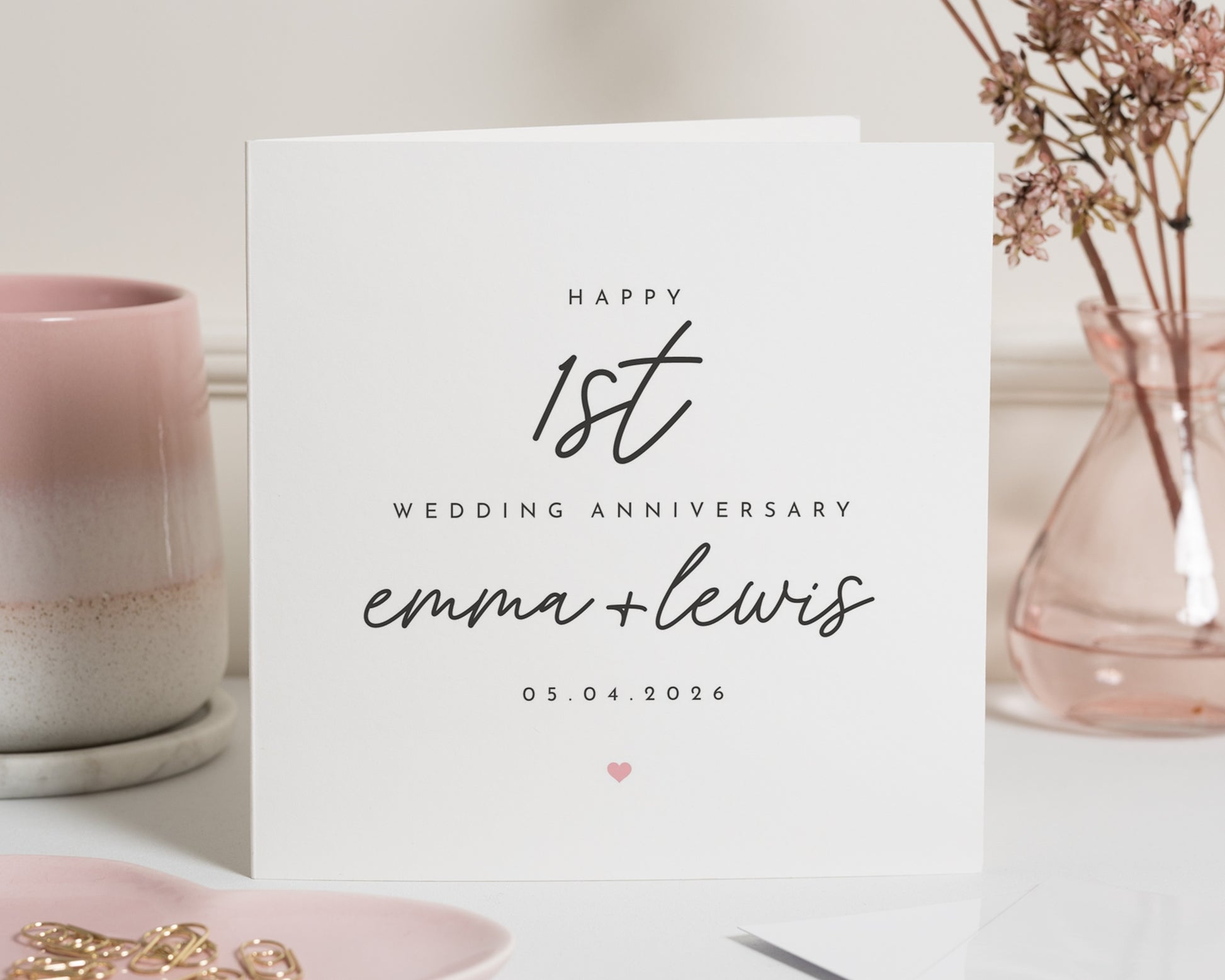 1st Wedding Anniversary Card, Personalised Anniversary Card, Anniversary Card for Couple, First Anniversary Card, Custom Card