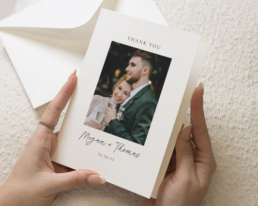Personalised Wedding Thank You Card, Photo Wedding Thank You Card, Wedding Thank You Cards, Folded Thank You Card, Thank You Cards