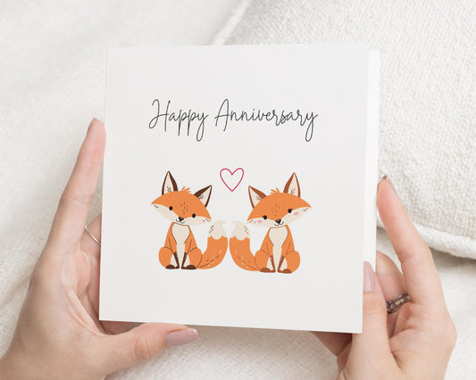 Anniversary Card, Cute Anniversary Card, Fox Anniversary Card, Anniversary Card for Her, Anniversary Card for Him, Romantic Card