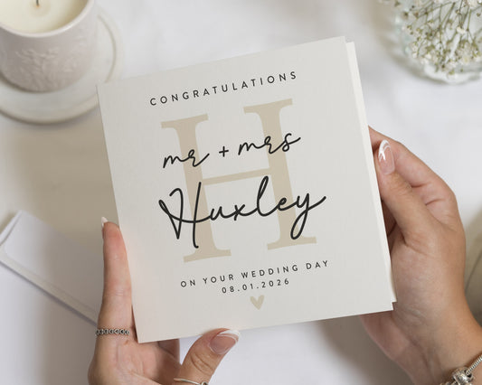 Wedding Card for Couple, Personalised Wedding Card, Mr and Mrs Card, Congratulations Card, Custom Wedding Day Card