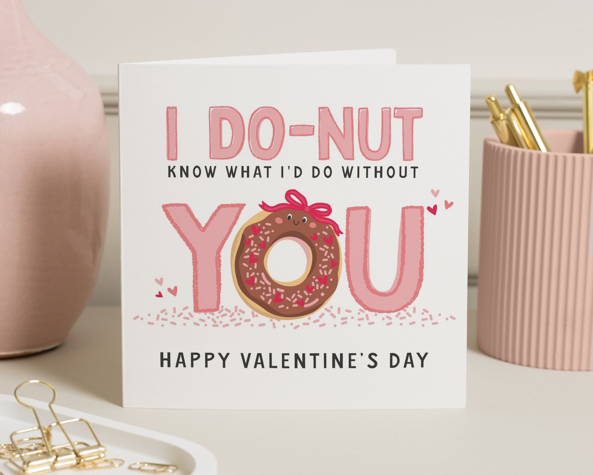 Valentines Day Card, Funny Valentines Card, Valentine Card for Him, Valentine Card for Her, Cute Donut Card, I Do Nut Card