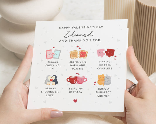 Funny Valentines Day Card, Pun Valentines Card, Personalised Cat Card, Cute Card for Him, Purrfect Partner Card, Card for Her