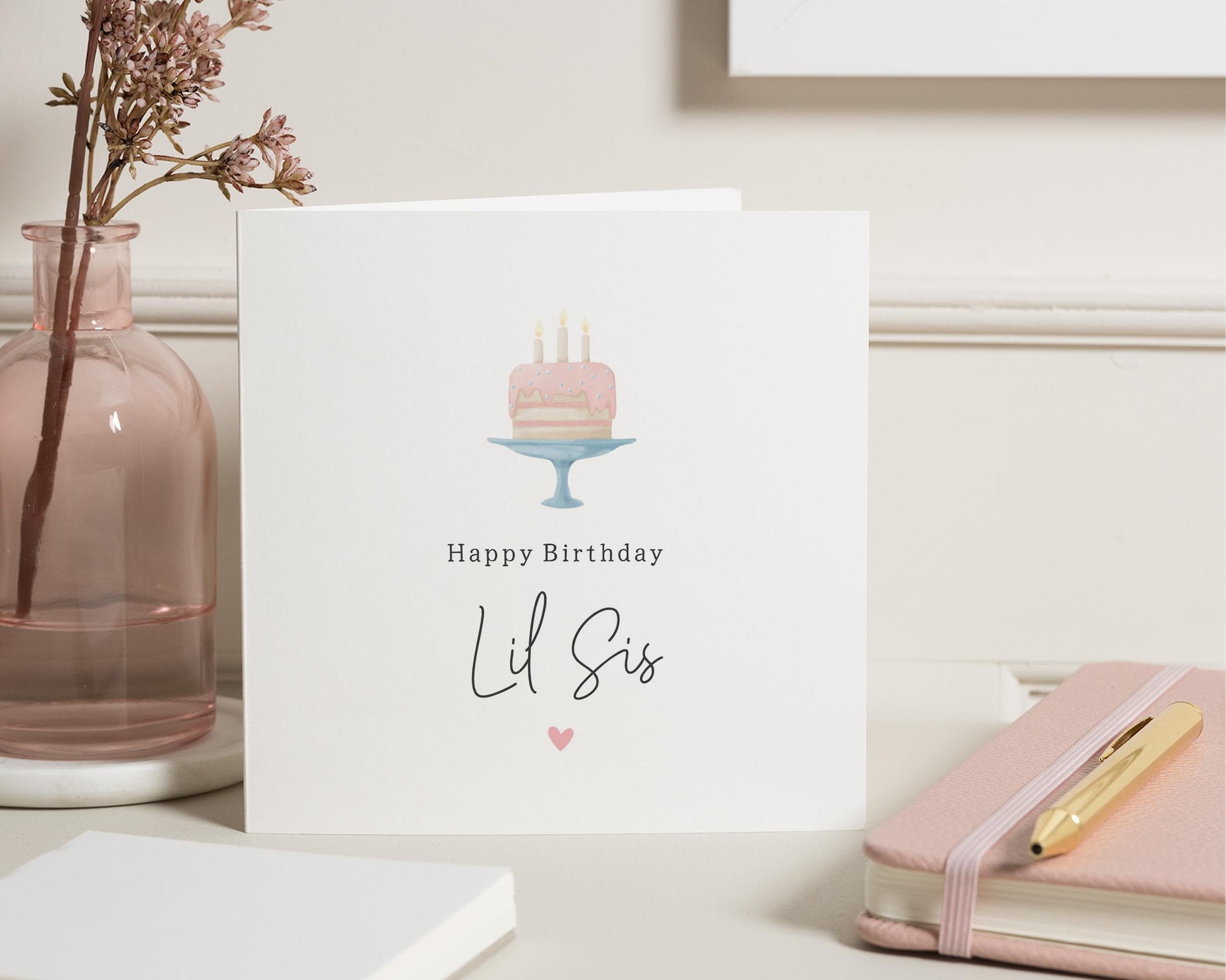 Birthday Card for Sister, Lil Sis Birthday Card, Birthday Card for Her, Cute Birthday Card, Personalised Sister Birthday Card