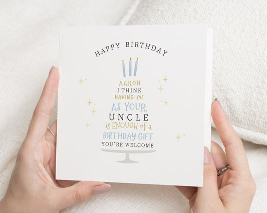Birthday Card from Uncle, Funny Birthday Card, Personalised Birthday Card for Nephew, Birthday Card for Niece, Custom Birthday Card