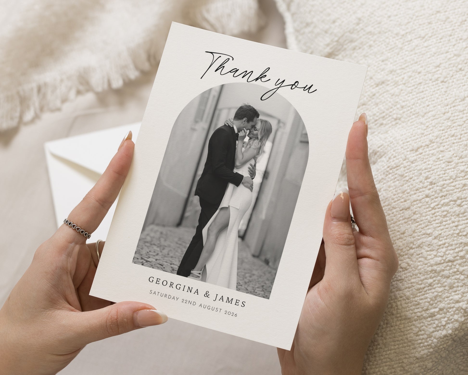Personalised Wedding Thank You Cards, Photo Wedding Thank You Cards, Simple Wedding Thank You Card, Folded Thank You Cards