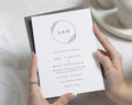 Minimalist Monogram Wedding Invitations, Black and White Botanical Wedding Invite, Elegant Personalised Wedding Invitation Suite