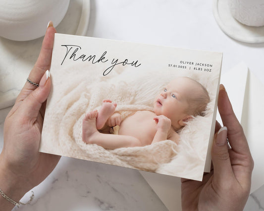 Baby Photo Thank You Cards, New Baby Girl Cards Thank You, Personalised Thank You Cards New Baby Girl, Baby boy Postcard Thankyou Card