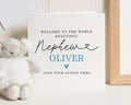 New Baby Card for Nephew, Personalised Nephew Card, Welcome to the World Card, New Baby Boy Card, Card from Auntie