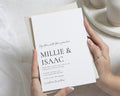 Minimalist Wedding Invitations, Simple Black and White Wedding Invite, Elegant Typography Wedding Stationery, Personalised Invitation Suite