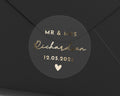 Personalised Wedding Envelope Seal, Mr and Mrs Sticker, Custom Name Sticker, Gold Foil Wedding Sticker, Wedding Envelope Label