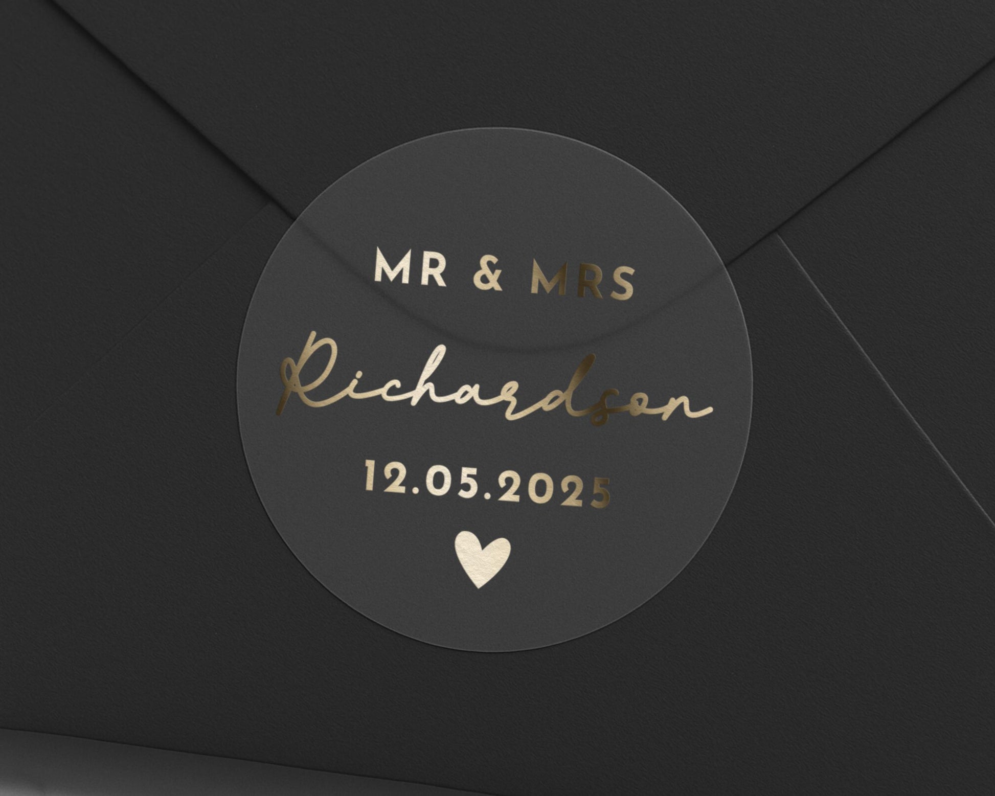 Personalised Wedding Envelope Seal, Mr and Mrs Sticker, Custom Name Sticker, Gold Foil Wedding Sticker, Wedding Envelope Label