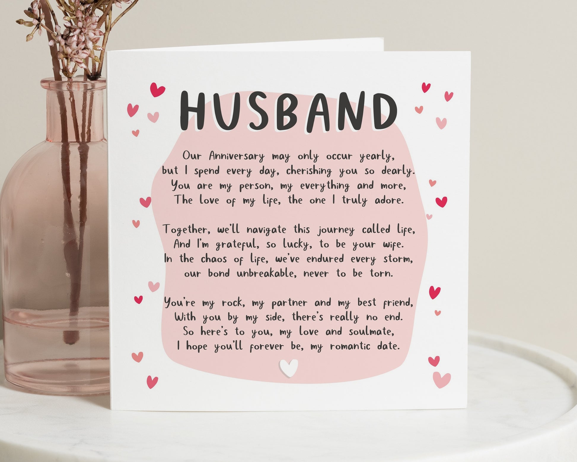 Anniversary Card for Husband, Romantic Poem Card, Husband Anniversary Card, Poem Card for Him, Personalised Anniversary Card for Husband