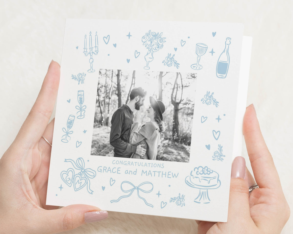 Wedding Card, Personalised Wedding Card, Engagement Card, Congratulations Card for Couple, Photo Card for Bride and Groom