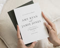 Minimalist Wedding Invitations, Black and White Wedding Invite, Elegant Personalised Wedding Invitation Suite, Forest Green Envelope