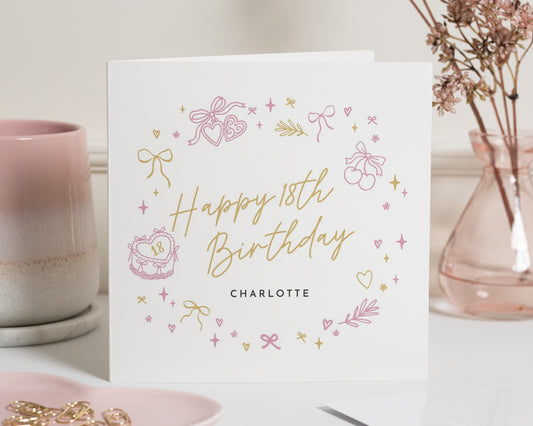 18th Birthday Card, Personalised 18th Birthday Card for Her, Daughter 18th Birthday Card, Birthday Card for Friend, Sister Card