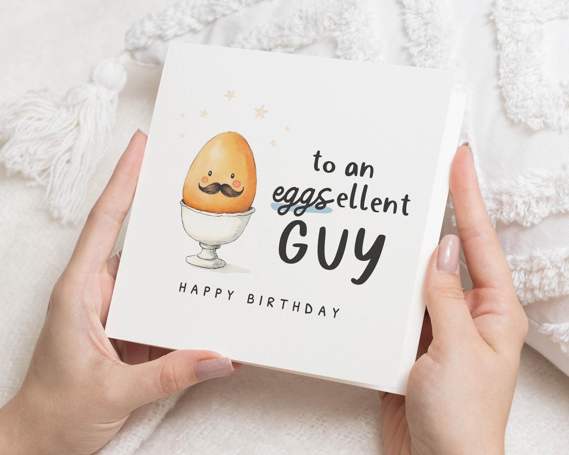 Birthday Card for Him, Funny Birthday Card, Eggsellent Guy Card, Birthday Card for Dad, Husband, Boyfriend, Son, Cute Egg Birthday Card