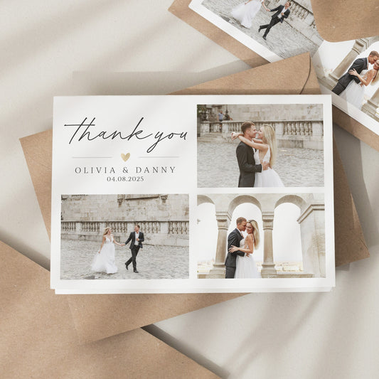 Folded Wedding Thank You Card, Wedding Thank You Cards With Photo, Postcard Wedding Thank You, Thank You Card, Simple Wedding Card Photo