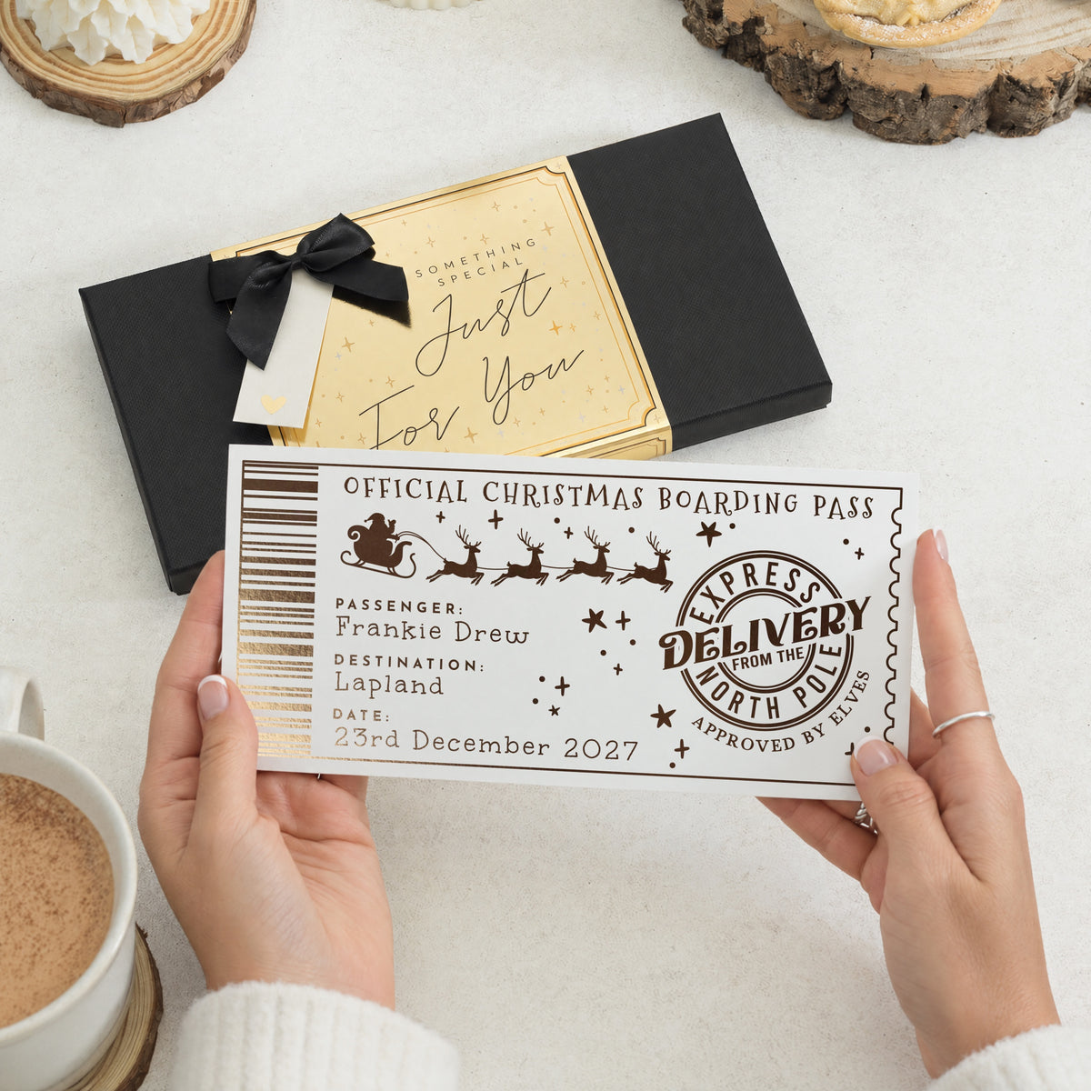 Christmas Gift Voucher, Lapland Trip Reveal, Personalised Boarding Pass Ticket, Holiday Reveal Gift for Kids, Christmas Eve Box