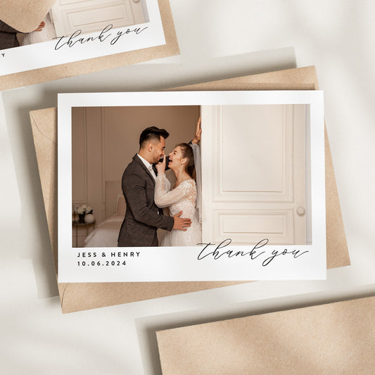 Wedding Thank You Card, Postcard Thank You Cards Wedding, Folded Wedding Thank You, Thank You Card, Simple Wedding Card With Photo