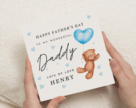 Fathers Day Card from Child, Daddy Fathers Day Card, Personalised Fathers Day Card, Cute Bear Card for Dad, Fathers Day Card from Son