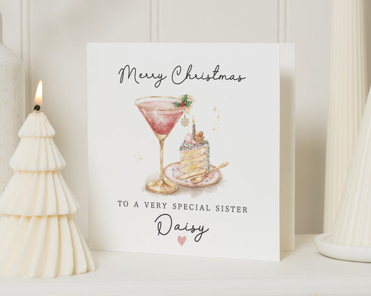 Merry Christmas Card for Sister, Personalised Christmas Card, Special Sister Christmas Card, Christmas Card for Her