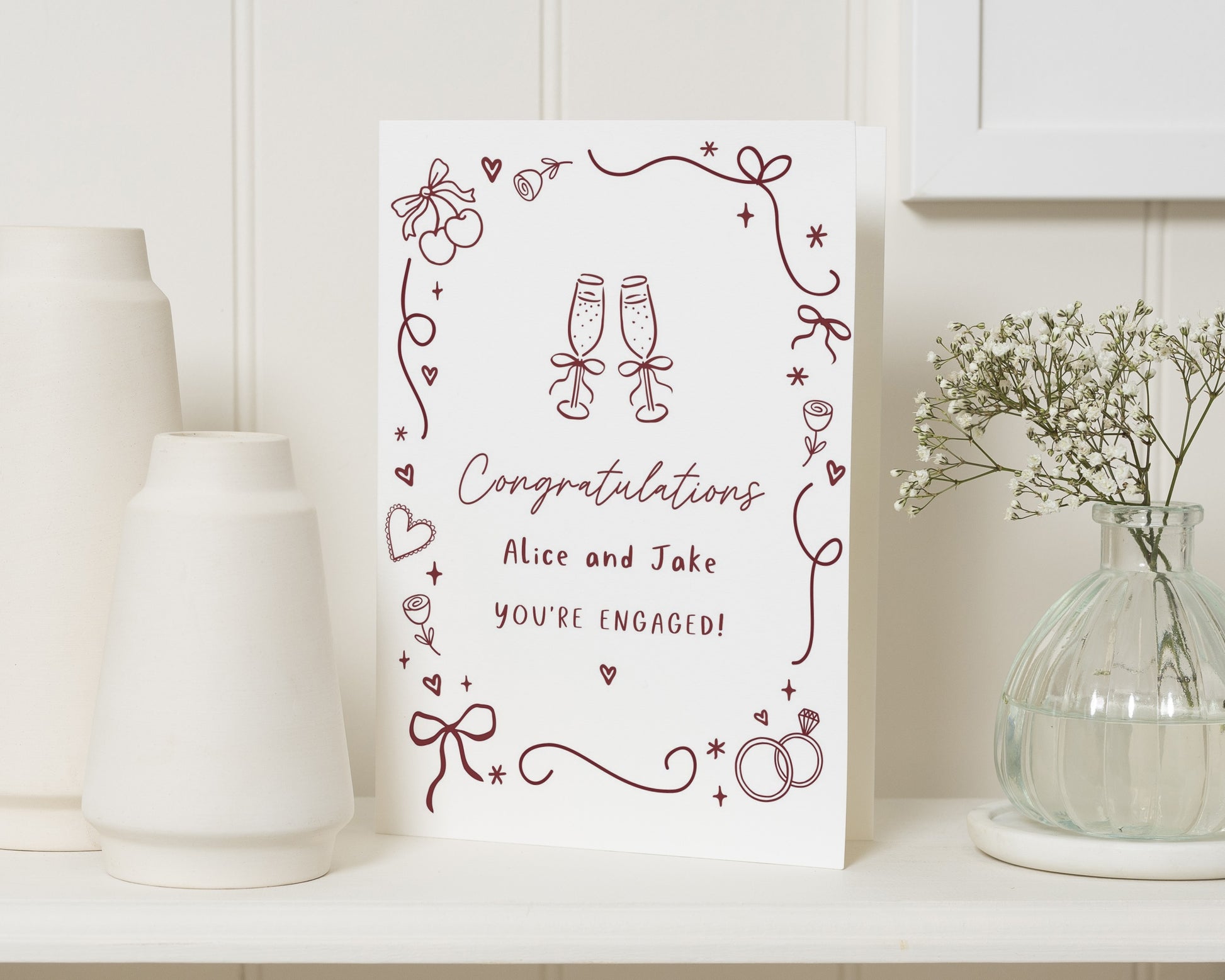 Personalised Engagement Card, Congratulations You Are Engaged Card, Engagement Card for Couple, Custom Newly Engaged Card, Ring Card