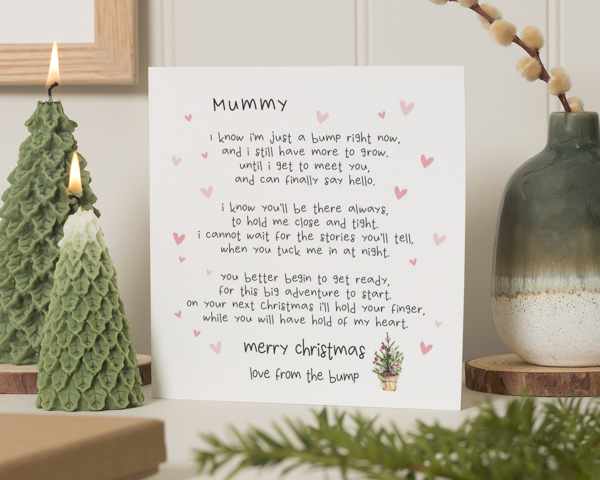 Christmas Card for Mum, Merry Christmas Card from the Bump, Christmas Card for Mummy, Personalised Christmas Card for Her