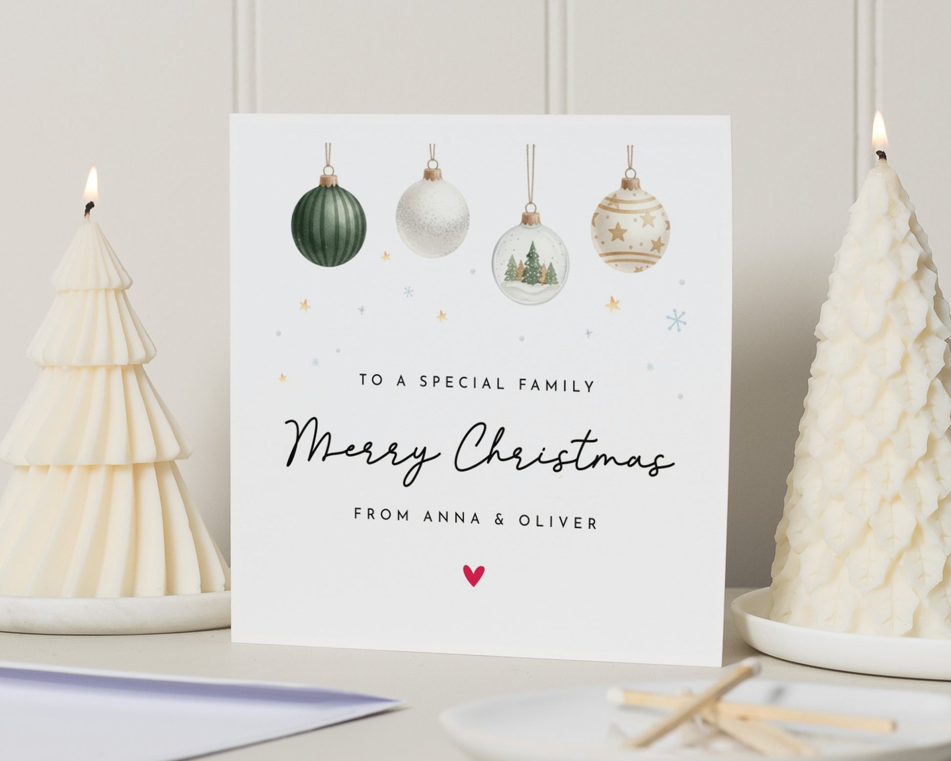 Personalised Christmas Card, Square Christmas Card, Family Christmas Card, Merry Christmas Card, Custom Name Card, Christmas Card Pack